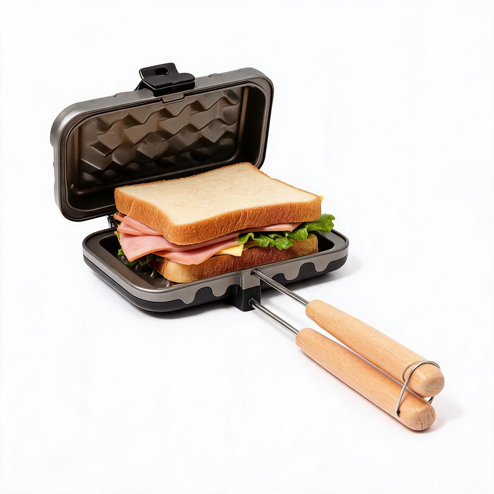 Breakfast Sandwich Maker - Сэндвичница с деревянной ручкой, портативная антипригарная